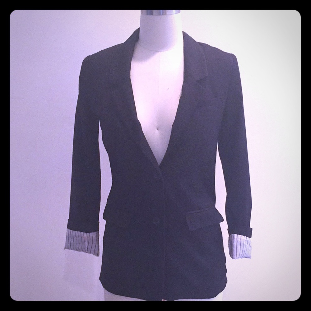 Long Black Blazer w/ rolled up Sleeve Cuffs